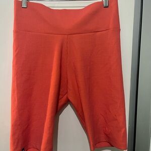 Adidas Orange Red Bike Shorts with High-Waisted Fit